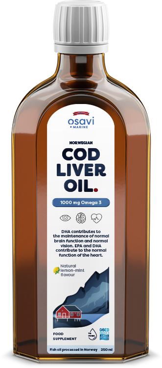 Osavi Norwegian Cod Liver Oil, 1000mg Omega 3 (Lemon-Mint) 250 ml.