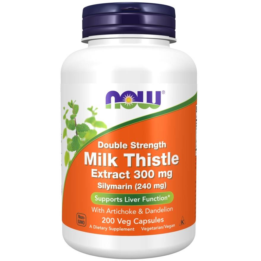 NOW Foods Milk Thistle Extract with Artichoke & Dandelion, 300mg Double Strength 200 vcaps