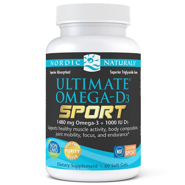 Nordic Naturals Ultimate Omega-D3 Sport, 1480mg Lemon 60 softgels