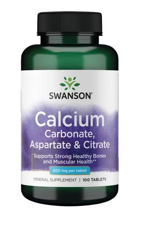 Swanson Calcium Carbonate, Aspartate & Citrate, 500mg 100 tablets