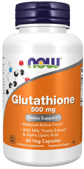 NOW Foods Glutathione with Milk Thistle Extract & Alpha Lipoic Acid, 500mg 60 vcaps