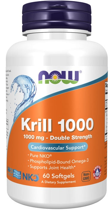 NOW Foods Krill Oil, 1000mg Double Strength 60 softgels