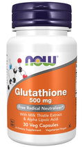 NOW Foods Glutathione with Milk Thistle Extract & Alpha Lipoic Acid, 500mg 30 vcaps