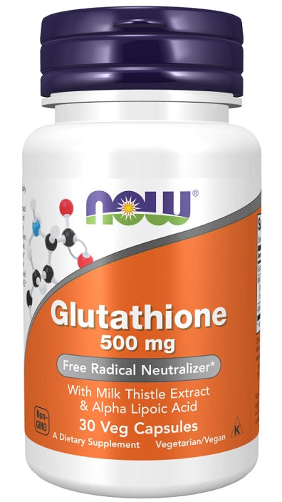 NOW Foods Glutathione with Milk Thistle Extract & Alpha Lipoic Acid, 500mg 30 vcaps