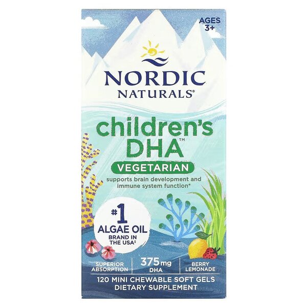 Nordic Naturals Children's DHA Vegetarian, 375mg Berry Lemonade 120 chewables