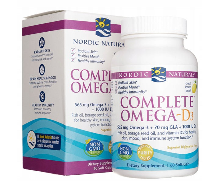 Nordic Naturals Complete Omega-D3, 565mg Lemon 60 softgels