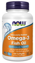 NOW Foods Omega-3 Fish Oil, Molecularly Distilled 100 softgels