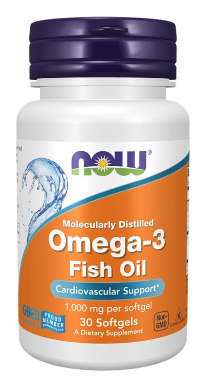 NOW Foods Omega-3 Fish Oil, Molecularly Distilled 30 softgels