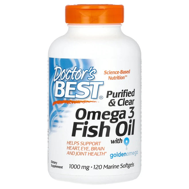 Doctor's Best Purified & Clear Omega 3 Fish Oil, 1000mg 120 marine softgels