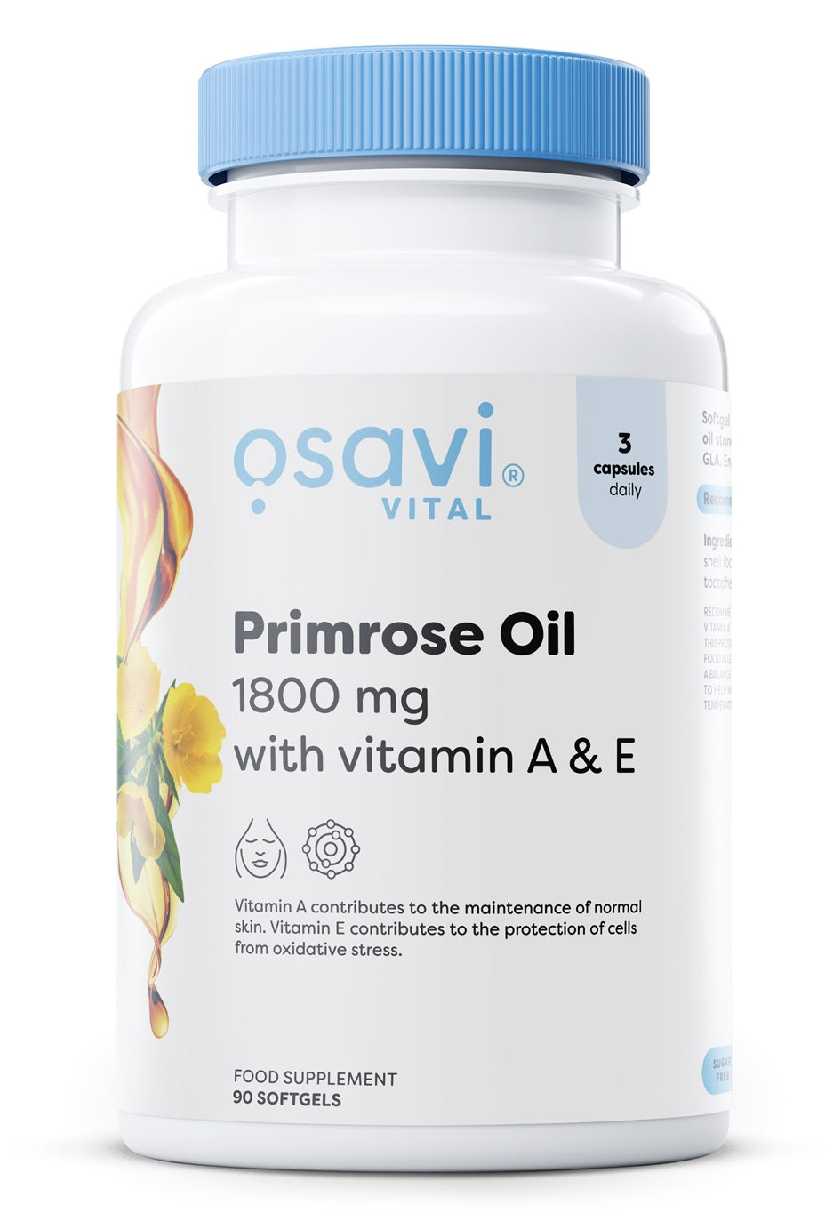 Osavi Primrose Oil with Vitamin A & E, 1800mg 90 softgels