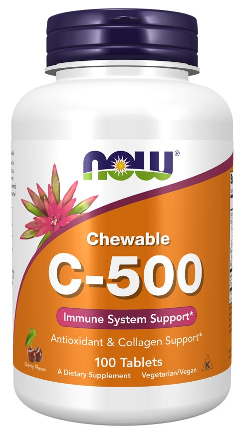 NOW Foods Vitamin C-500 Chewable, Cherry 100 tabs