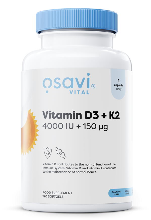 Osavi Vitamin D3 + K2, 4000IU + 150mcg 120 softgels