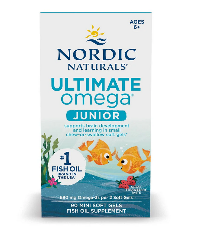 Nordic Naturals Ultimate Omega Fish Oil Junior, 680mg Strawberry 90 mini softgels