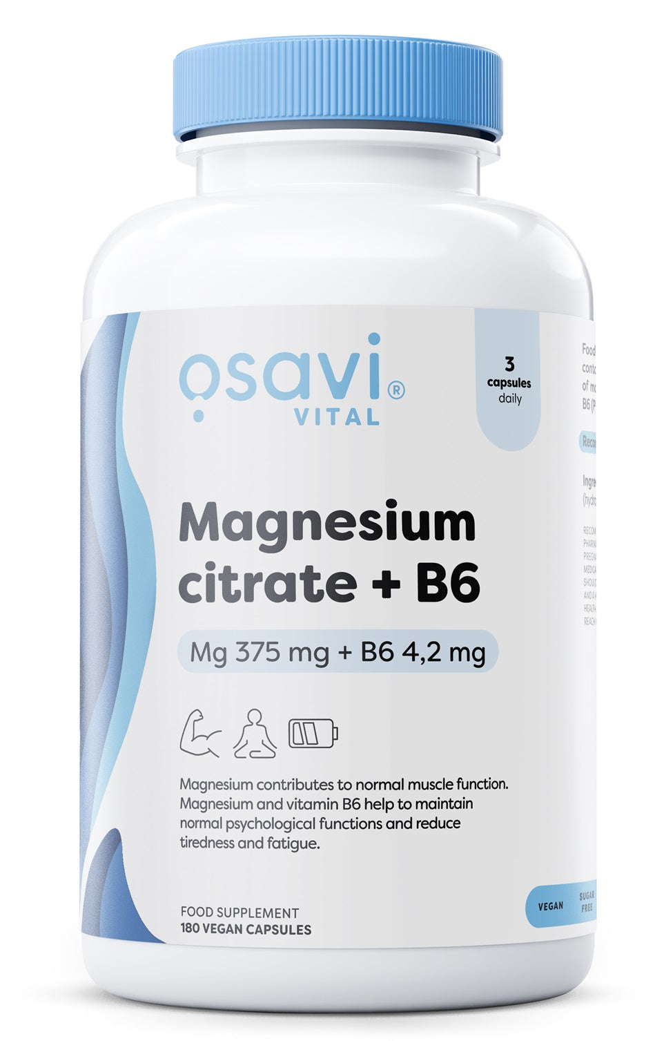 Osavi Magnesium Citrate + B6, 375mg + 4.2mg 180 vcaps