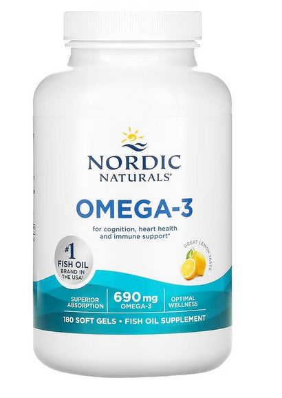 Nordic Naturals Omega-3, 690mg Lemon 180 softgels