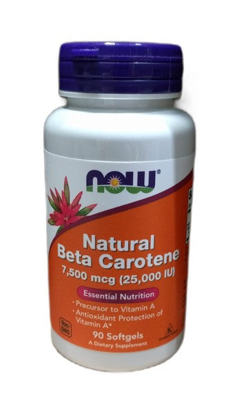NOW Foods Beta Carotene Natural, 7 500 mcg (25 000 IU) 90 softgels