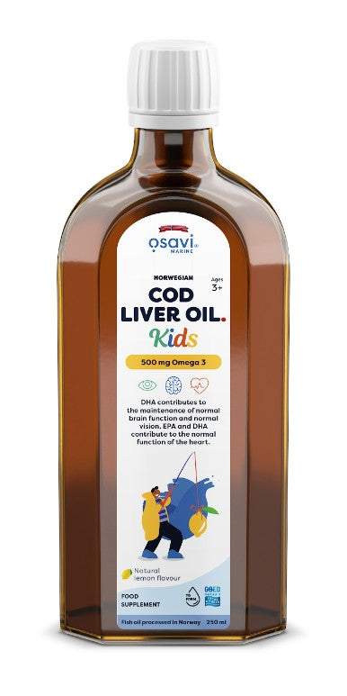 Osavi Norwegian Cod Liver Oil Kids, 500mg Omega 3 (Lemon) 250 ml.