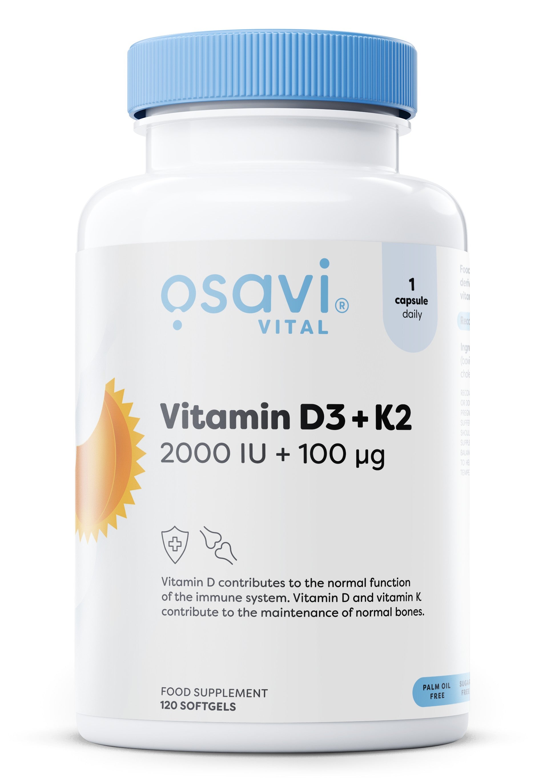 Osavi Vitamin D3 + K2, 2000IU + 100mcg 120 softgels