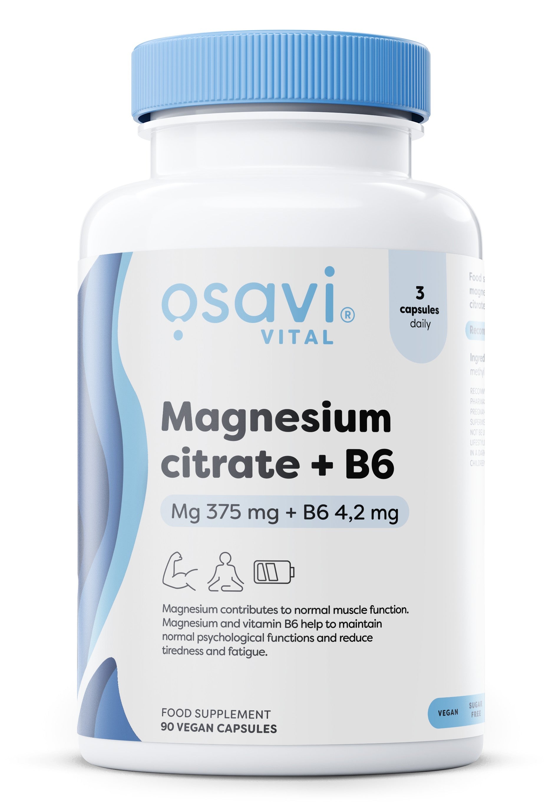 Osavi Magnesium Citrate + B6, 375mg + 4.2mg 90 vcaps