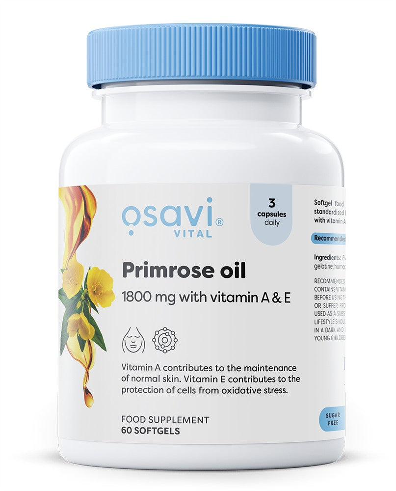 Osavi Primrose Oil with Vitamin A & E, 1800mg 60 softgels