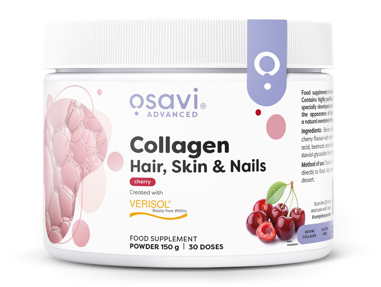 Osavi Collagen Peptides (Hair Skin & Nails), Cherry 150g