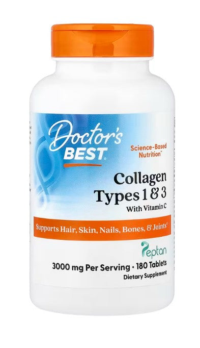 Doctor's Best Collagen Types 1 and 3 with Peptan and Vitamin C, 3000mg 180 tabs