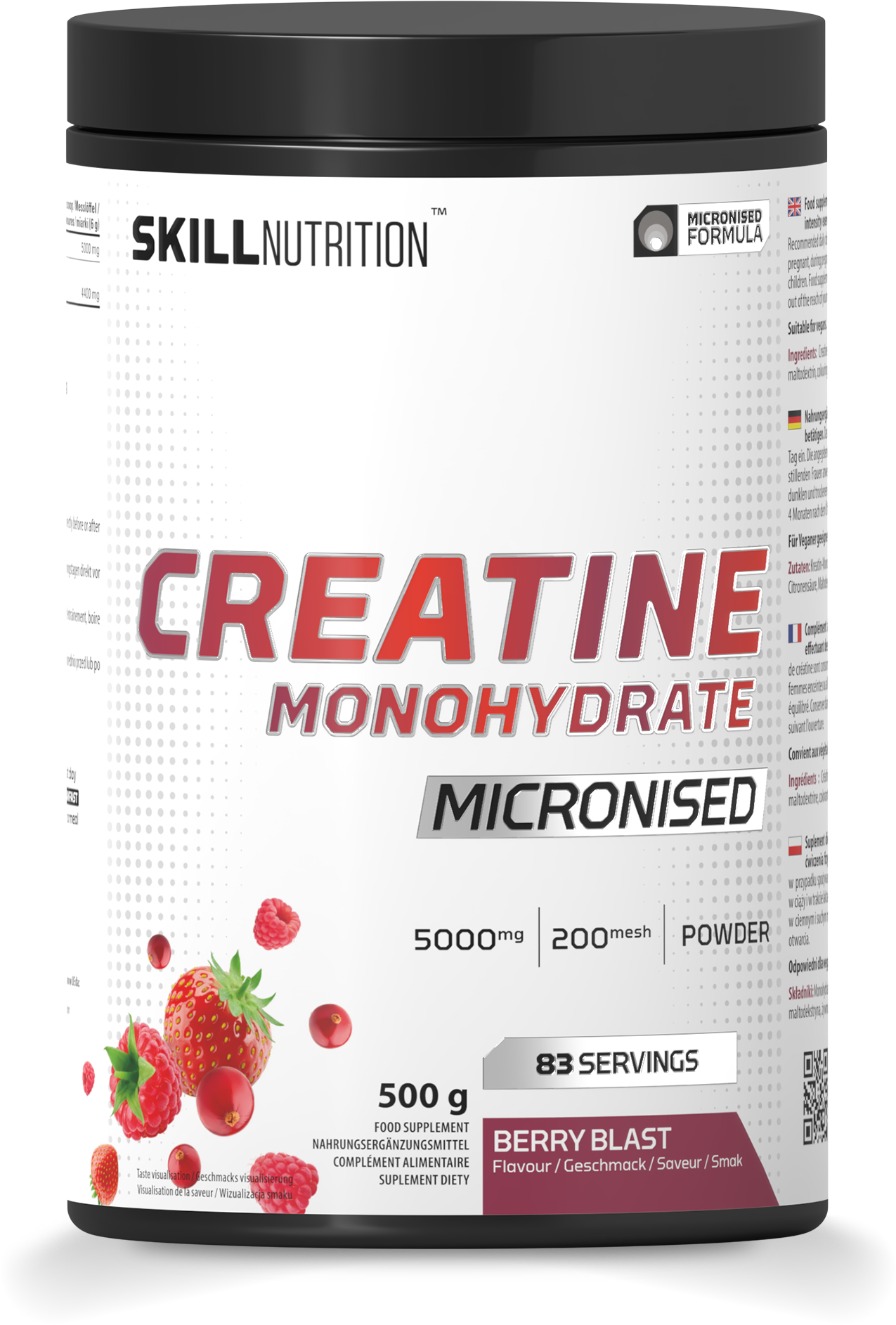 Skill Nutrition Micronised Creatine Monohydrate Flavoured, Berry Blast 500g