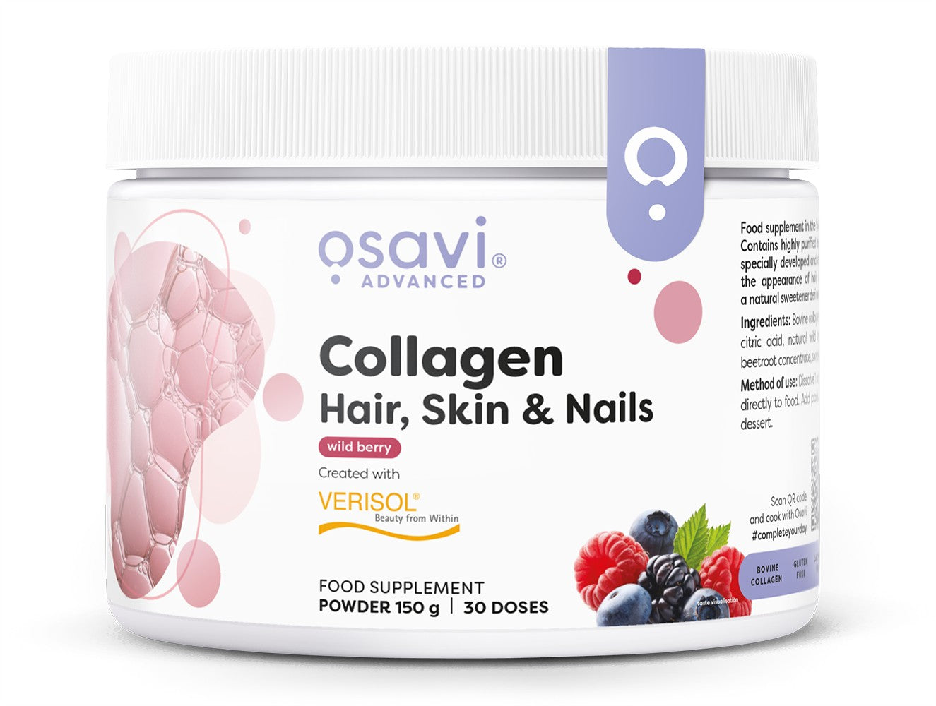 Osavi Collagen Peptides (Hair Skin & Nails), Wild Berry 150g