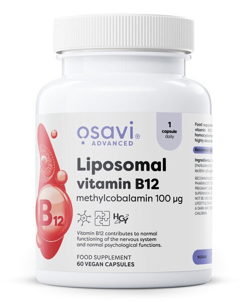 Osavi Liposomal Vitamin B12, Methylcobalamin 100mcg 60 vegan caps