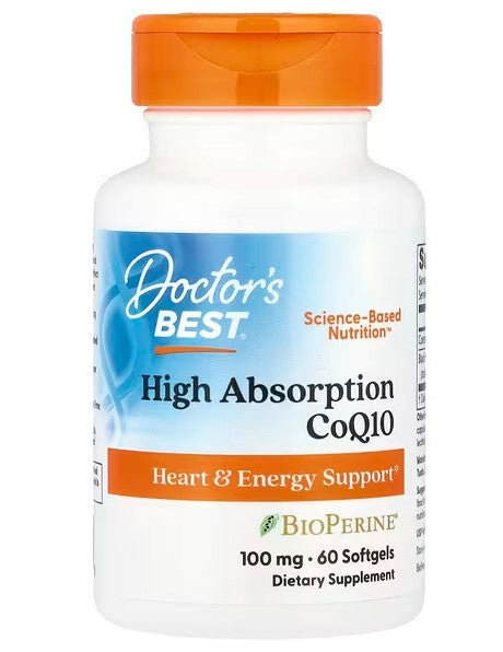 Doctor's Best High Absorption CoQ10 with BioPerine, 100mg 60 softgels