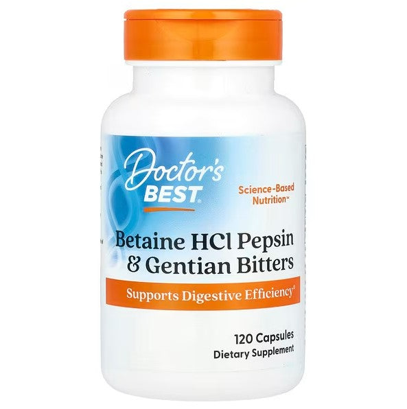 Doctor's Best Betaine HCl Pepsin & Gentian Bitters 120 caps