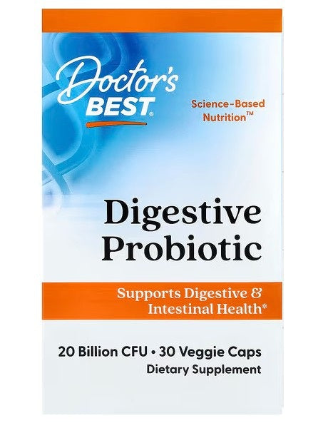 Doctor's Best Digestive Probiotic, 20 Billion CFU 30 vcaps