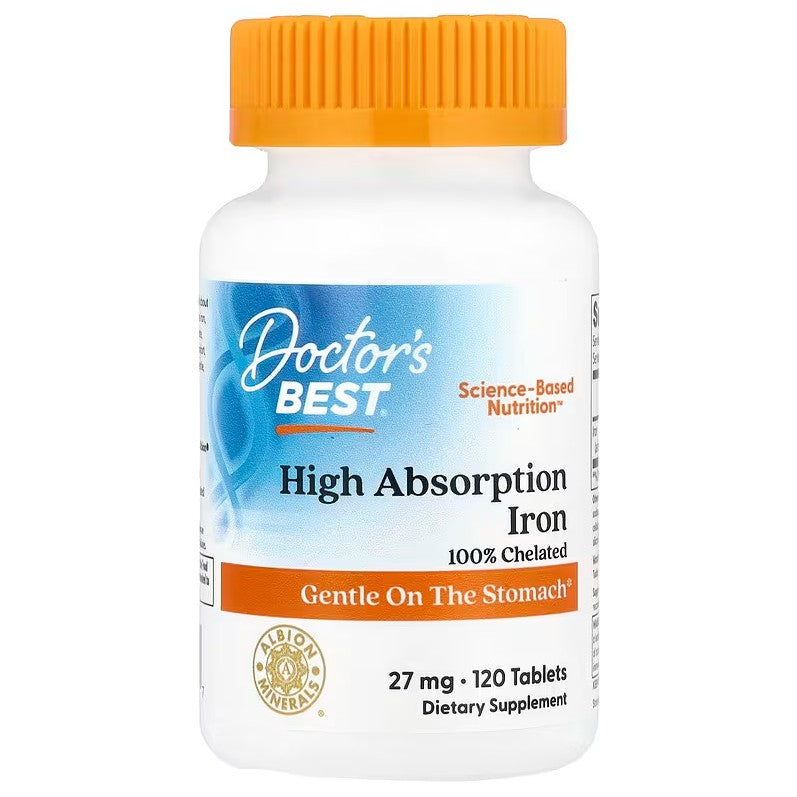 Doctor's Best High Absorption Iron, 27mg 120 tablets