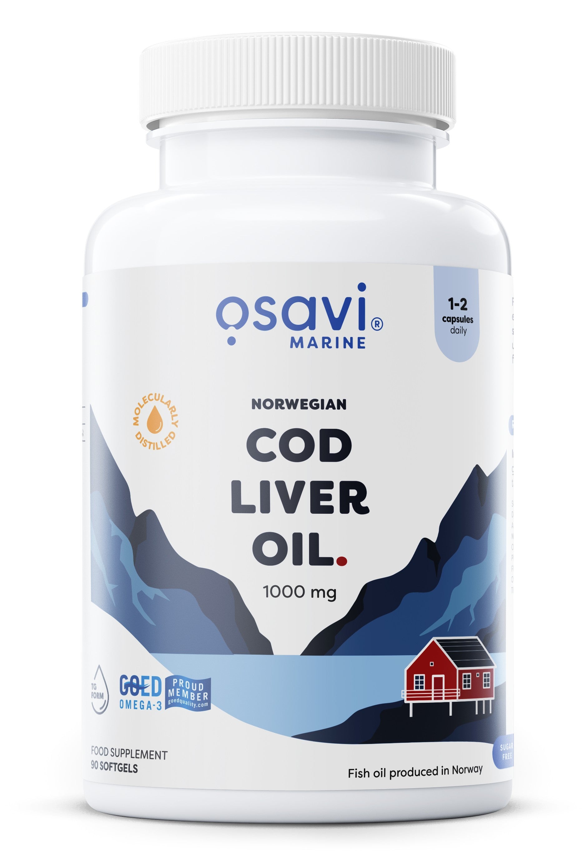 Osavi Norwegian Cod Liver Oil Softgels, 1000mg (Lemon) 90 softgels