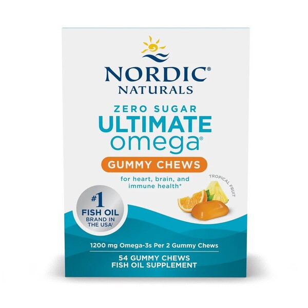 Nordic Naturals Ultimate Omega Gummy Chews, 1200mg Tropical Fruit 54 gummies