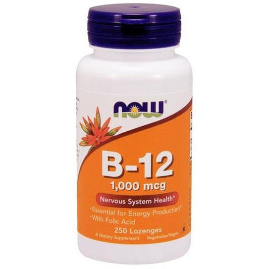 NOW Foods Vitamin B-12 with Folic Acid  1000mcg - 250 lozenges