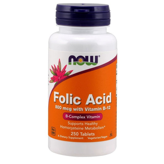 NOW Foods Folic Acid with Vitamin B12 800mcg 250 tabs