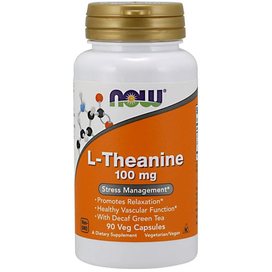 NOW Foods L-Theanine with Decaf Green Tea 100mg 90 vcaps