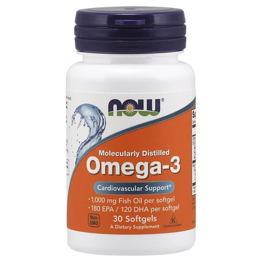 NOW Foods Omega-3 Fish Oil Molecularly Distilled 30 softgels