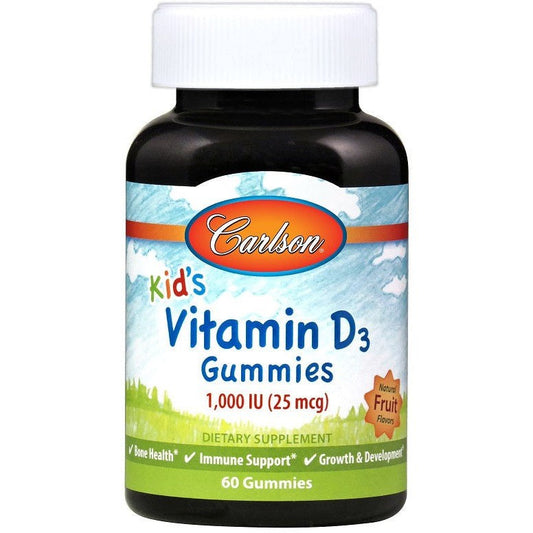 Carlson Labs Kid's Vitamin D3 Gummies 1000 IU Natural Fruit 60 gummies