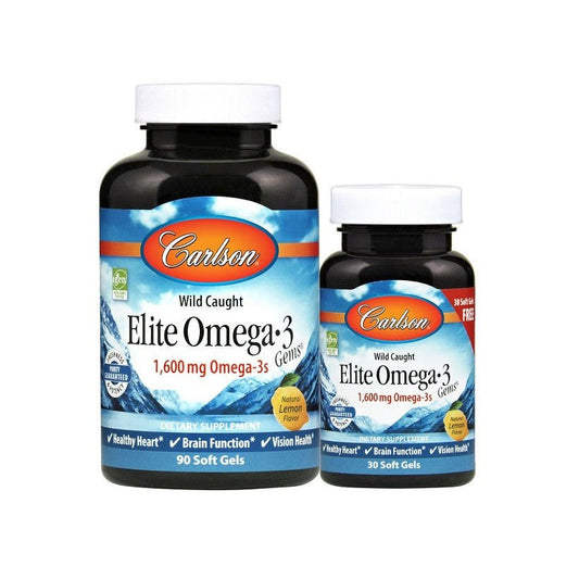 Carlson Labs Elite Omega-3 Gems 1600mg Natural Lemon 90 + 30 softgels