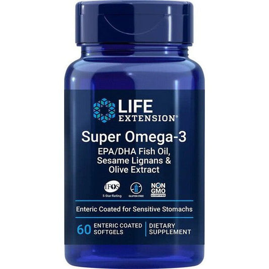 Life Extension Super Omega-3 EPA/DHA with Sesame Lignans & Olive Extract 60 enteric coated softgels