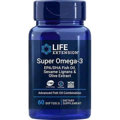 Life Extension Super Omega-3 EPA/DHA with Sesame Lignans & Olive Extract 60 softgels